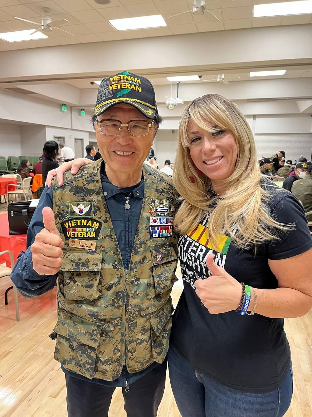 Courtney Kaplan with Honored Korean Vietnam Veteran - Ceremony acknowledging the Korean Veterans contribution to the US Military Service during the Vietnam War.